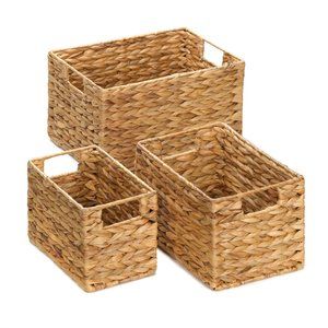 Rustic Woven Nesting Baskets (Set of 3) 19.5x14x10.75 - Hyacinth NEW